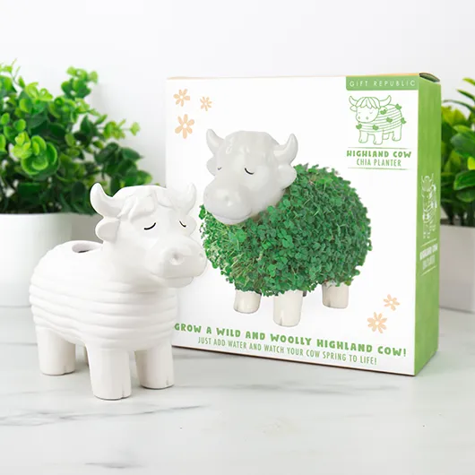 Highland Cow Chia Planter
