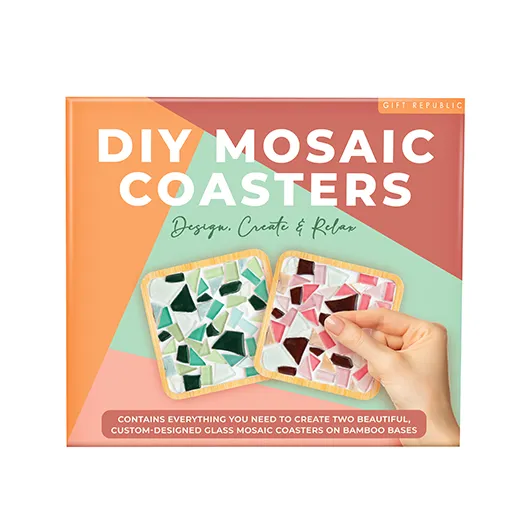 DIY Mosaic Coasters Kit – Create Two Custom Glass Tile Coasters