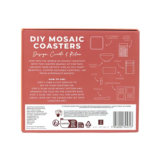 DIY Mosaic Coasters Kit – Create Two Custom Glass Tile Coasters
