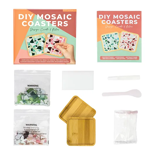 DIY Mosaic Coasters Kit – Create Two Custom Glass Tile Coasters