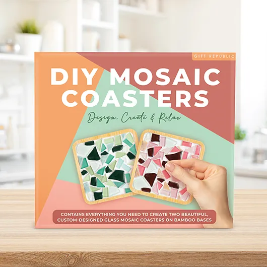 DIY Mosaic Coasters Kit – Create Two Custom Glass Tile Coasters