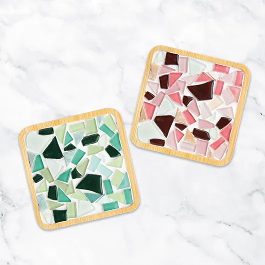 DIY Mosaic Coasters Kit – Create Two Custom Glass Tile Coasters