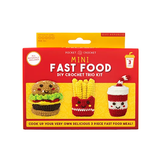 Mini Fast Food DIY Crochet Trio Kit – Create 3 Tasty Characters