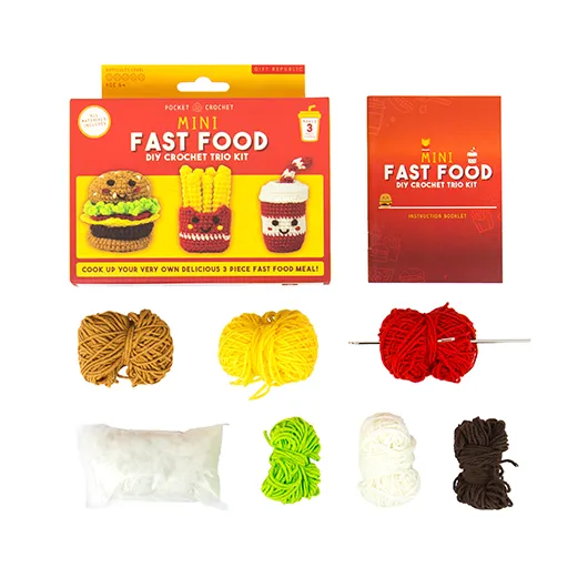 Mini Fast Food DIY Crochet Trio Kit – Create 3 Tasty Characters