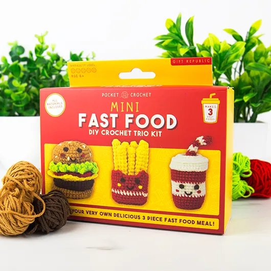 Mini Fast Food DIY Crochet Trio Kit – Create 3 Tasty Characters