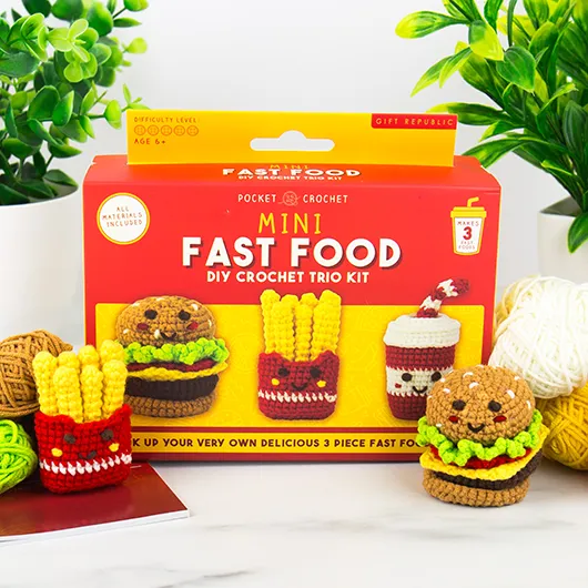 Mini Fast Food DIY Crochet Trio Kit – Create 3 Tasty Characters