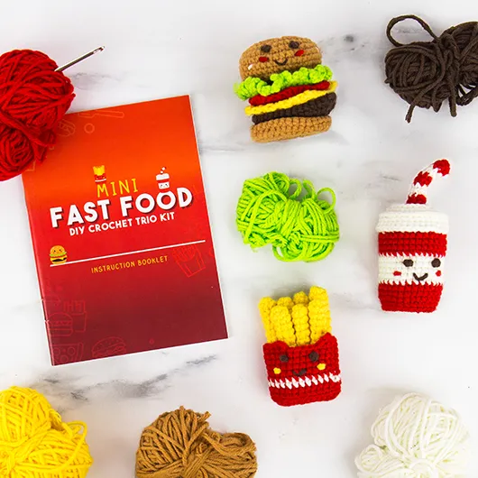 Mini Fast Food DIY Crochet Trio Kit – Create 3 Tasty Characters