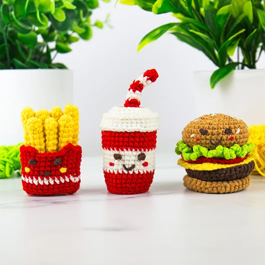 Mini Fast Food DIY Crochet Trio Kit – Create 3 Tasty Characters
