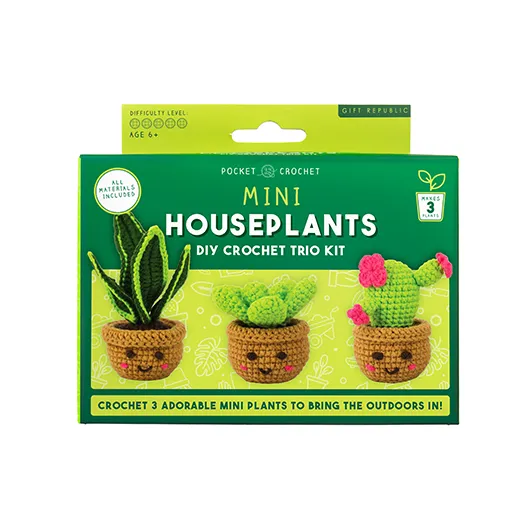 Mini Houseplants DIY Crochet Trio Kit – Create 3 Adorable Plants