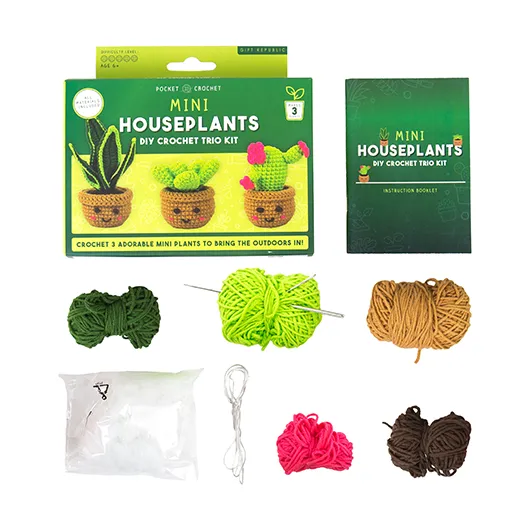 Mini Houseplants DIY Crochet Trio Kit – Create 3 Adorable Plants