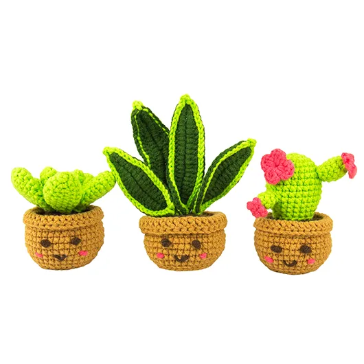 Mini Houseplants DIY Crochet Trio Kit – Create 3 Adorable Plants