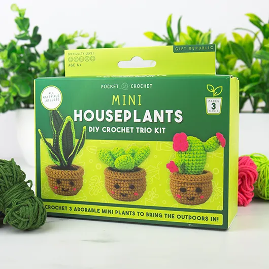 Mini Houseplants DIY Crochet Trio Kit – Create 3 Adorable Plants