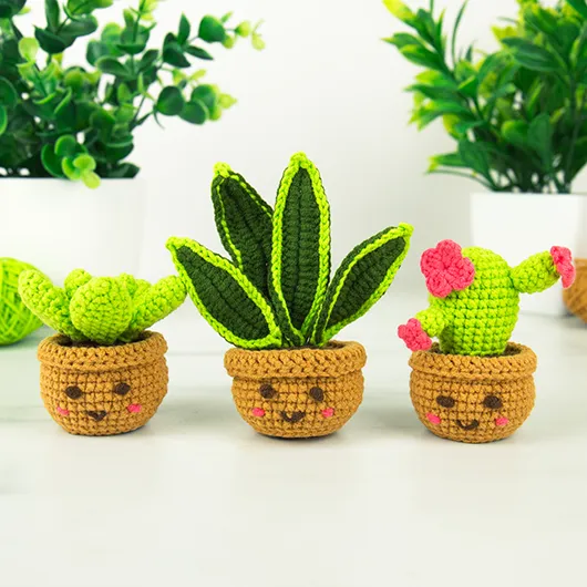 Mini Houseplants DIY Crochet Trio Kit – Create 3 Adorable Plants