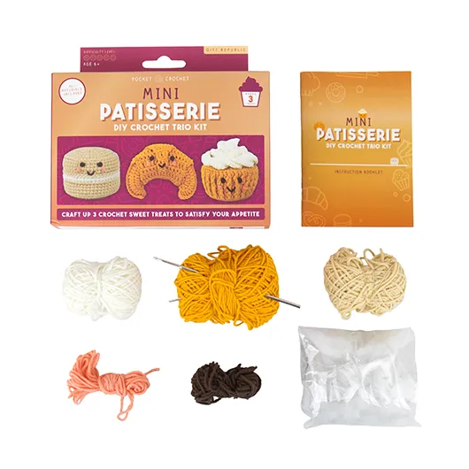 Mini Patisserie DIY Crochet Trio Kit – Create 3 Sweet Treats