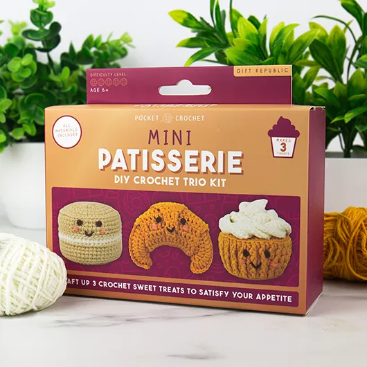 Mini Patisserie DIY Crochet Trio Kit – Create 3 Sweet Treats