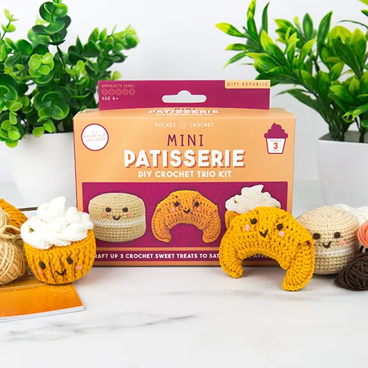 Mini Patisserie DIY Crochet Trio Kit – Create 3 Sweet Treats