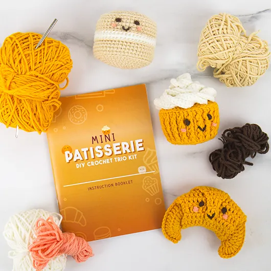 Mini Patisserie DIY Crochet Trio Kit – Create 3 Sweet Treats