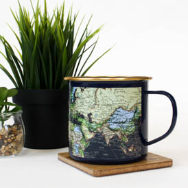 man of the world blue enamel mug