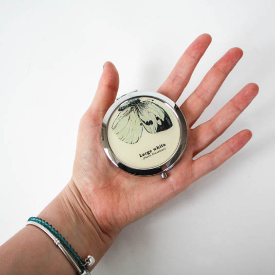 Large white compact mirror from Gift Republic