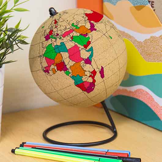 color in cork globe