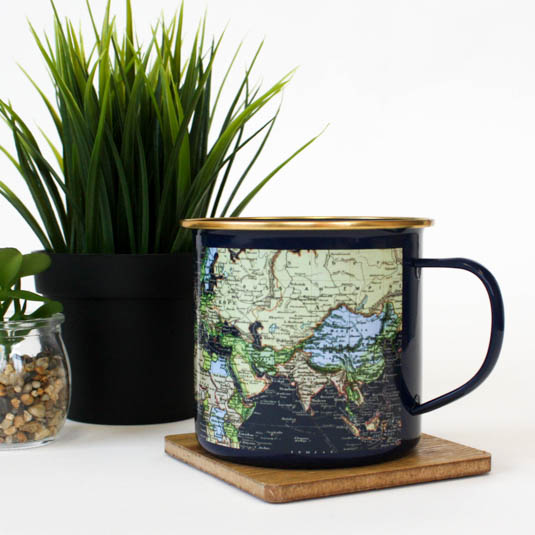 man of the world blue enamel mug